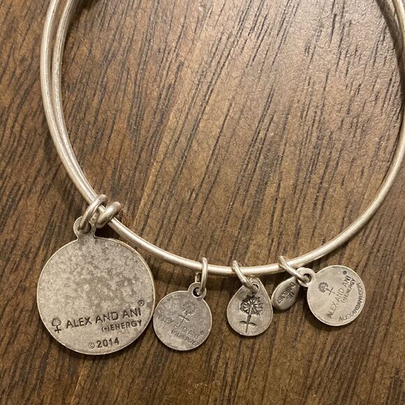 Alex & Ani Silver Adjustable Charm Bangle Bracelet Energy 2014. - Picture 3 of 3